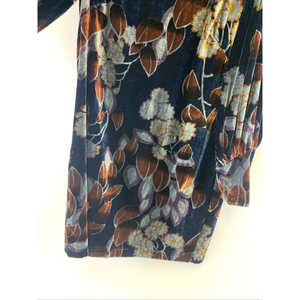 Ann Taylor Long Sleeve Velvet Shift Dress Boat Neck Floral Puff Sleeves 8 Tall - Picture 5 of 12